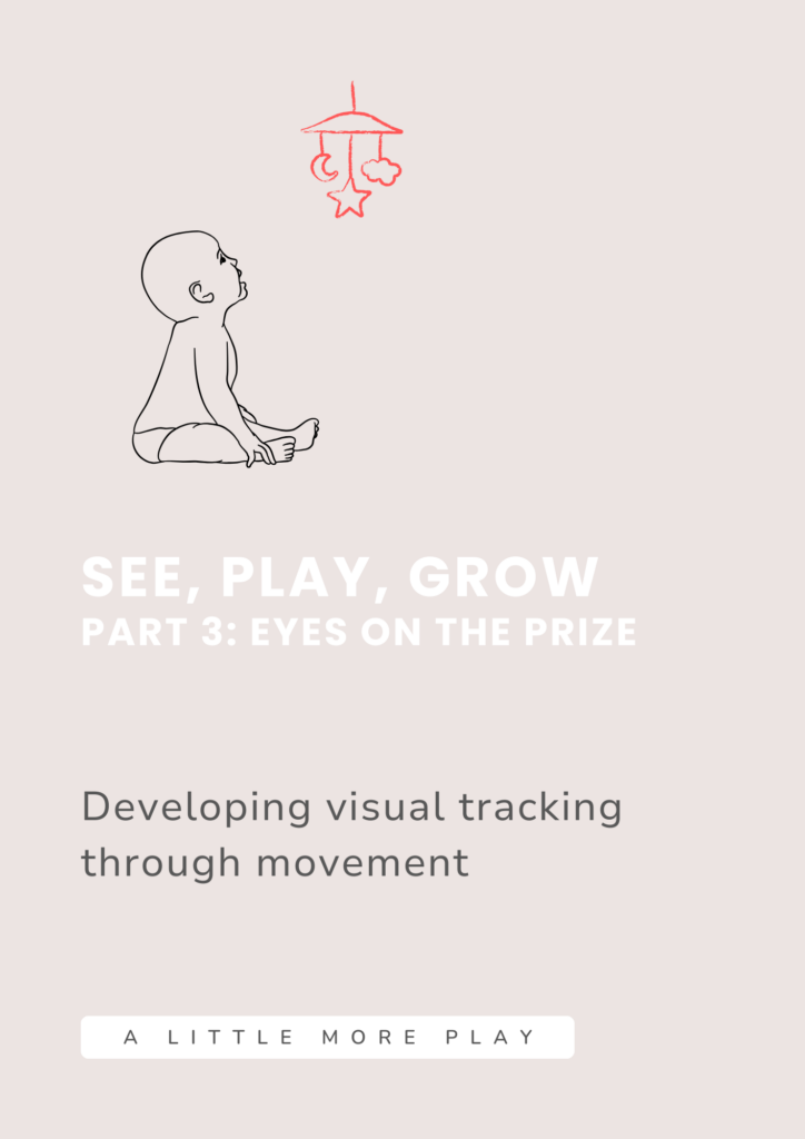 Imagine trying to read without being able to smoothly follow a line of text.

That's why visual tracking matters.

Tracking is the ability to smoothly follow moving objects with the eyes while keeping the head relatively still.

During the first year, babies gradually develop this skill by watching faces, toys, bubbles, scarves, balls, or colourful objects move through space.

Tracking helps babies:

understand movement

anticipate where objects will go

develop attention

coordinate both eyes together

prepare for later reading skills

Movement makes tracking even more meaningful.

Rather than simply waving toys in front of babies, encourage them to follow objects while they roll, reach, crawl, or change positions.

The brain learns best when vision and movement work together.